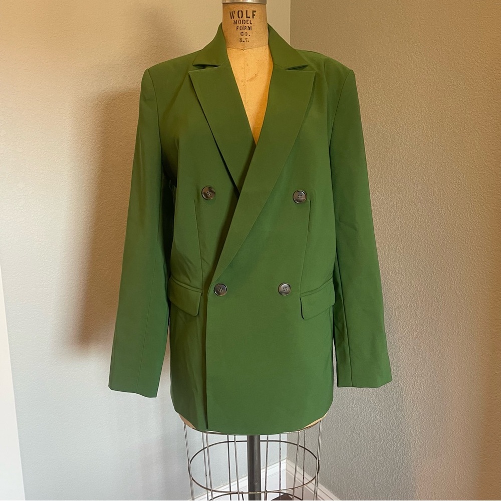 Gabrielle Union- SZ S Green Oversized Double Breasted Jacket Green Myste…